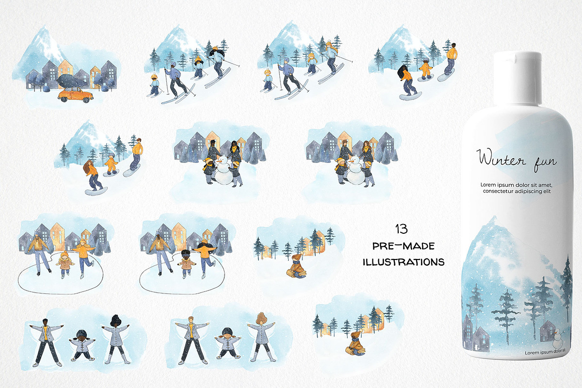 Watercolor winter wonderland bundle!, a Person Illustration by LyubovZaytseva (Photo 18 of 26)