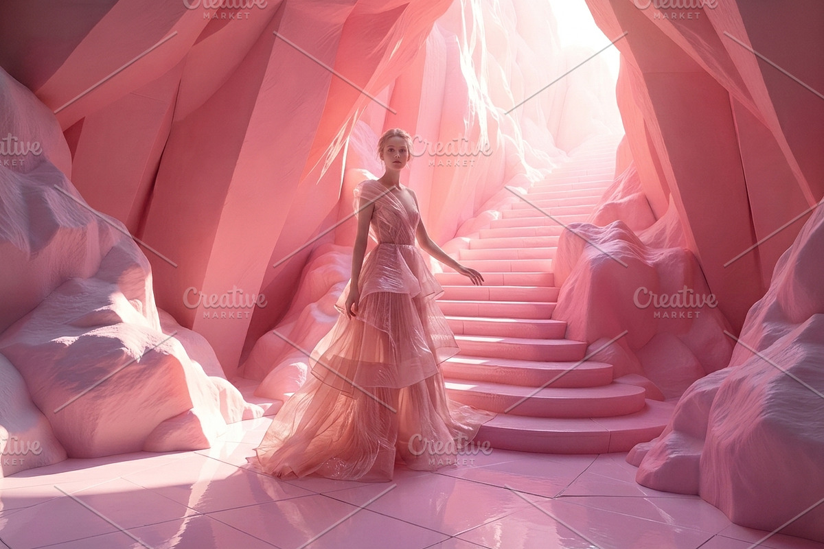 Pink Crystal Cave Stairs Background, a Background Photo by Aura Canyon HQ (Photo 2 of 7)
