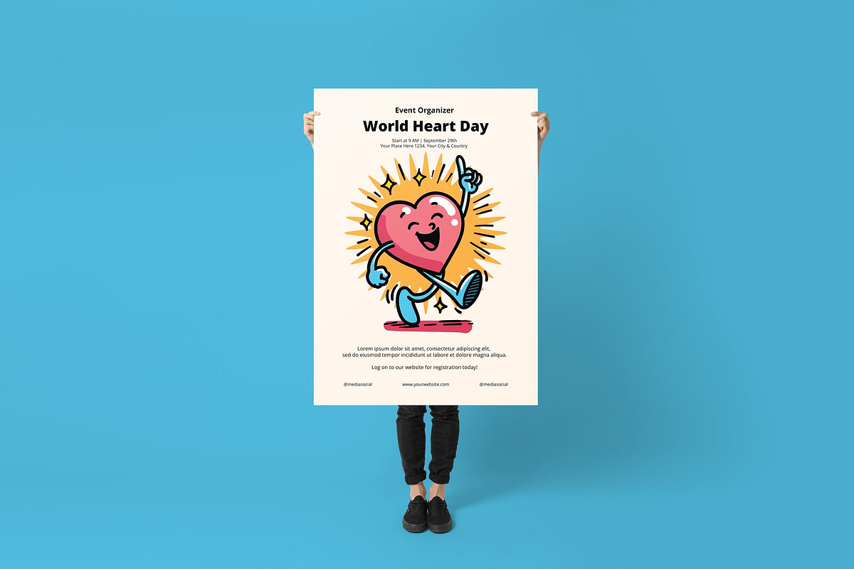 World Heart Day Poster/ Flyer, a Flyer Template by Juru Rancang Graphic (Photo 3 of 3)