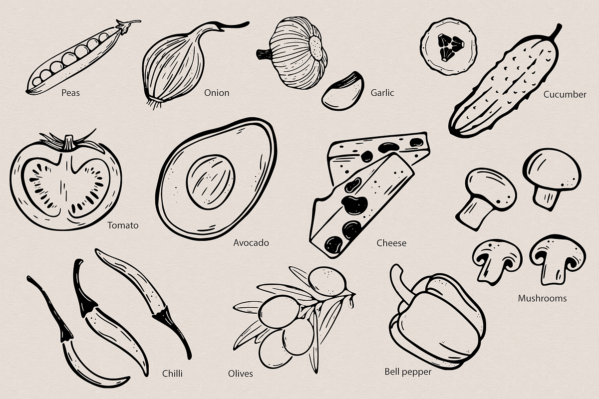 Flavours of the world - line art, a Food Illustration by PenguinArtStudio (Photo 8 of 9)