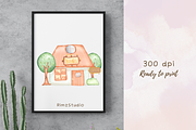 Watercolor Countryside Homes, Trees, an Education Illustration by RimzStudio (Thumbnail 3 of 4)