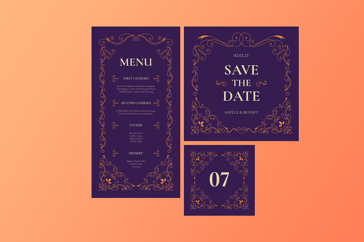 Purple Luxury Wedding Suite Template, an Invitation Template by Neermana (Photo 4 of 4)