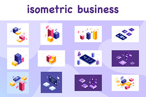 Technology business isometric bundle, a Technology Illustration by foxndeer