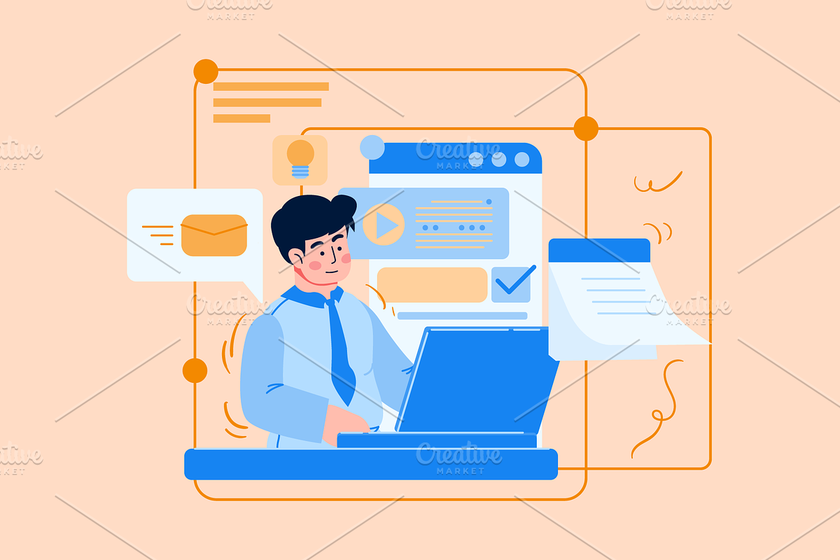 Businessman and company message, a Person Illustration by Ahmad_Studio