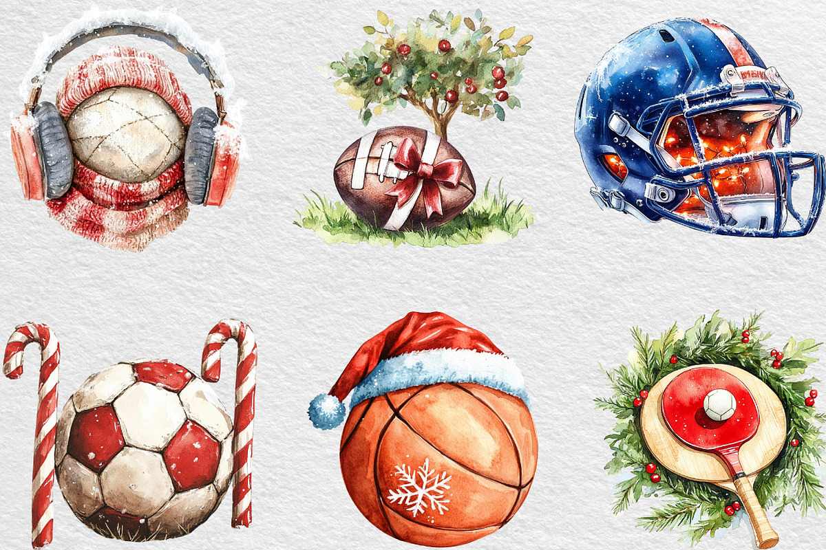 Christmas Sport Balls Sublimation, an Illustration by Black Bird Studio (Photo 6 of 6)