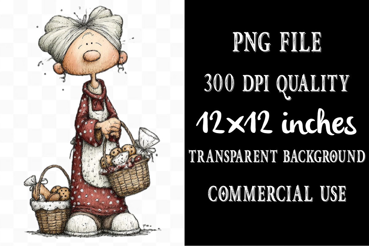 Retro Christmas Grandma Clipart, an Illustration by Designking (Photo 4 of 5)