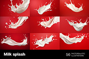 Milk Splash. 56 images, a Background Graphic by Handmadefont (Thumbnail 9 of 11)