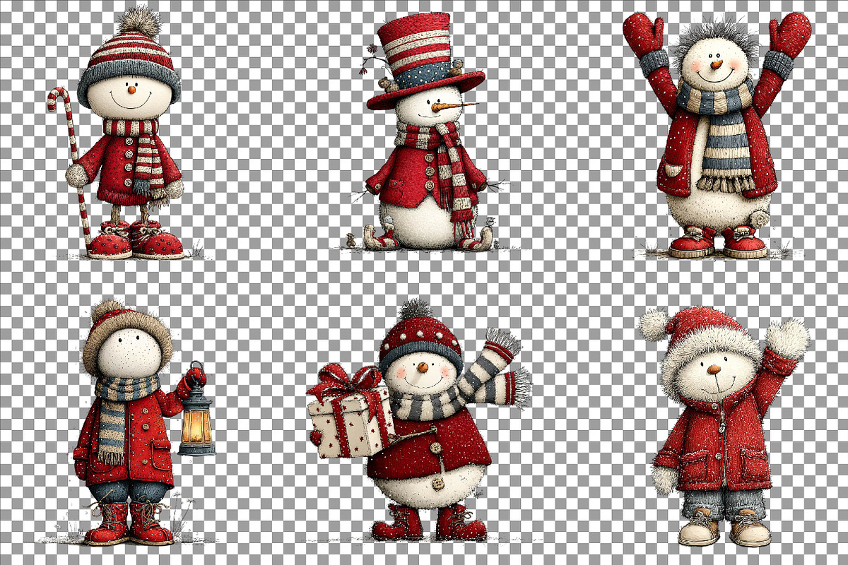 Christmas Whimsical Snowman Clipart, an Illustration by Sublimation Artist (Photo 4 of 6)