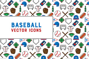 Baseball Vector Icon Set