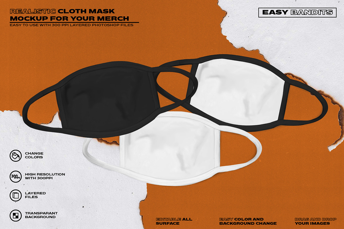 REALISTIC CLOTH MASK, a Mask Mockup by Easybandits (Photo 1 of 3)