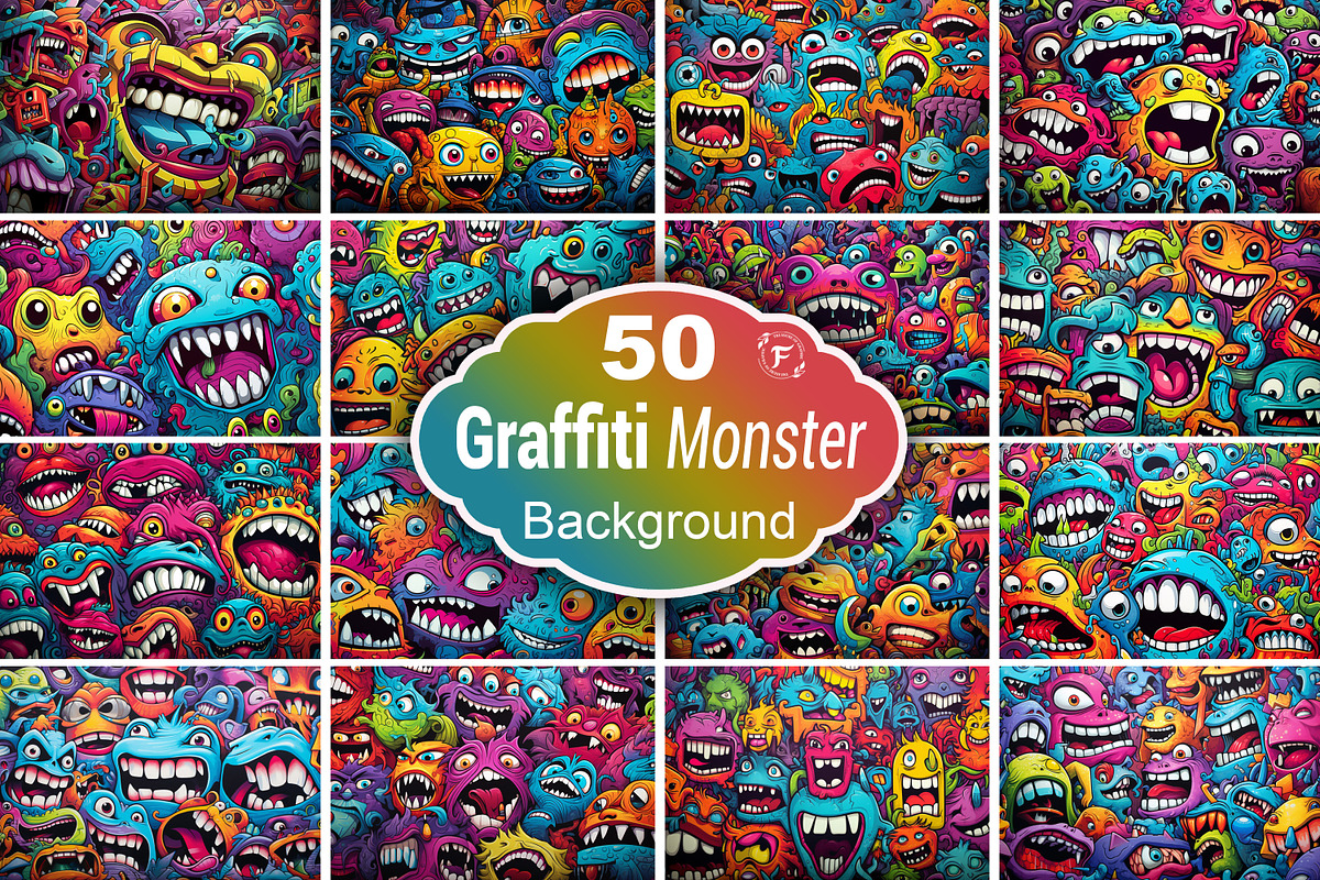 Colorful Monster Graffiti Background, a Background Graphic by Forhadx5 (Photo 1 of 4)