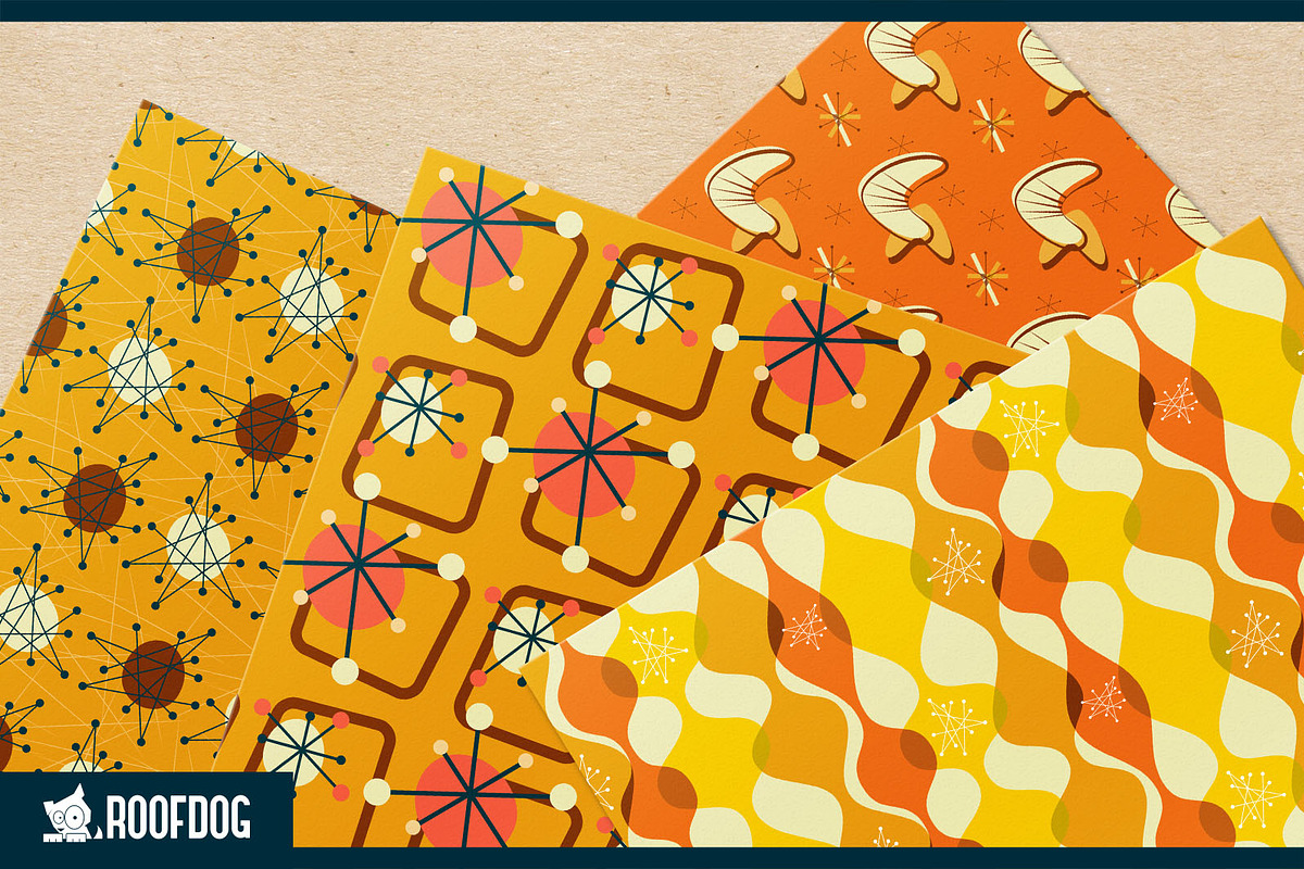 Mid-Century modern digital paper, a Pattern Graphic by Roofdog Design
