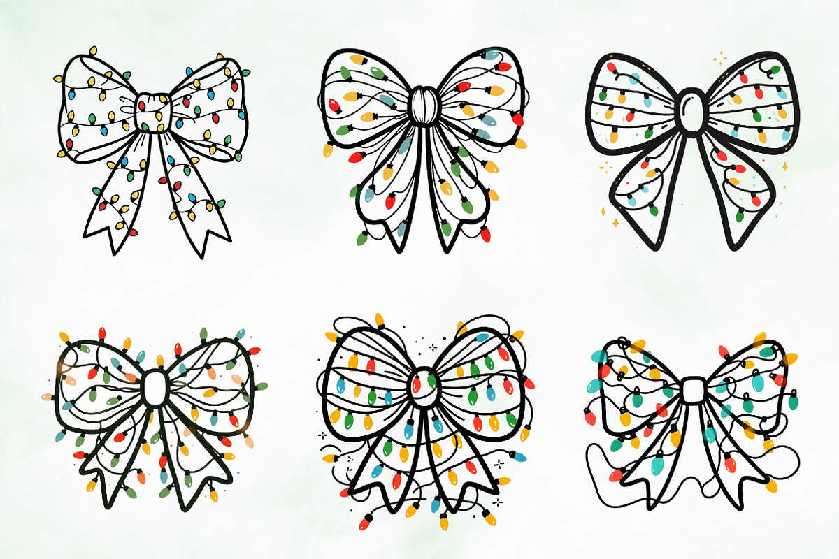 Christmas Light Coquette Bow PNG, an Illustration by Creative Art (Photo 3 of 9)