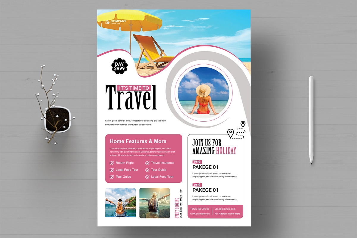 Travel Flyer Design Template, a Flyer Template by MightyDesign (Photo 1 of 8)
