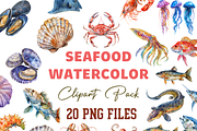 20 Watercolor Sea Animals PNG, an Animal Illustration by DesignBTF (Thumbnail 1 of 4)