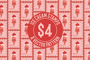 Ice Cream Stamp Seamless Pattern