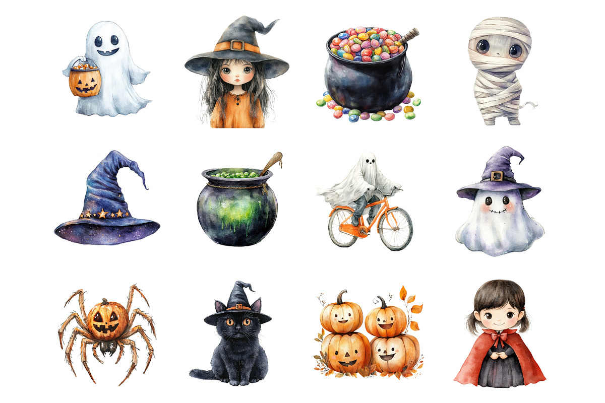 Cute Halloween Clipart Bundle, an Illustration by SinaCreation (Photo 2 of 7)