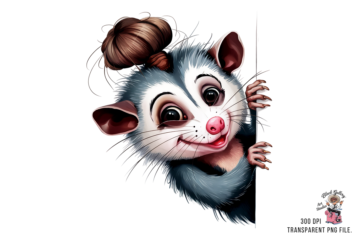 Cute Opossum PNG Clipart Bundle, a Graphic by Clipart Bloom (Photo 2 of 11)