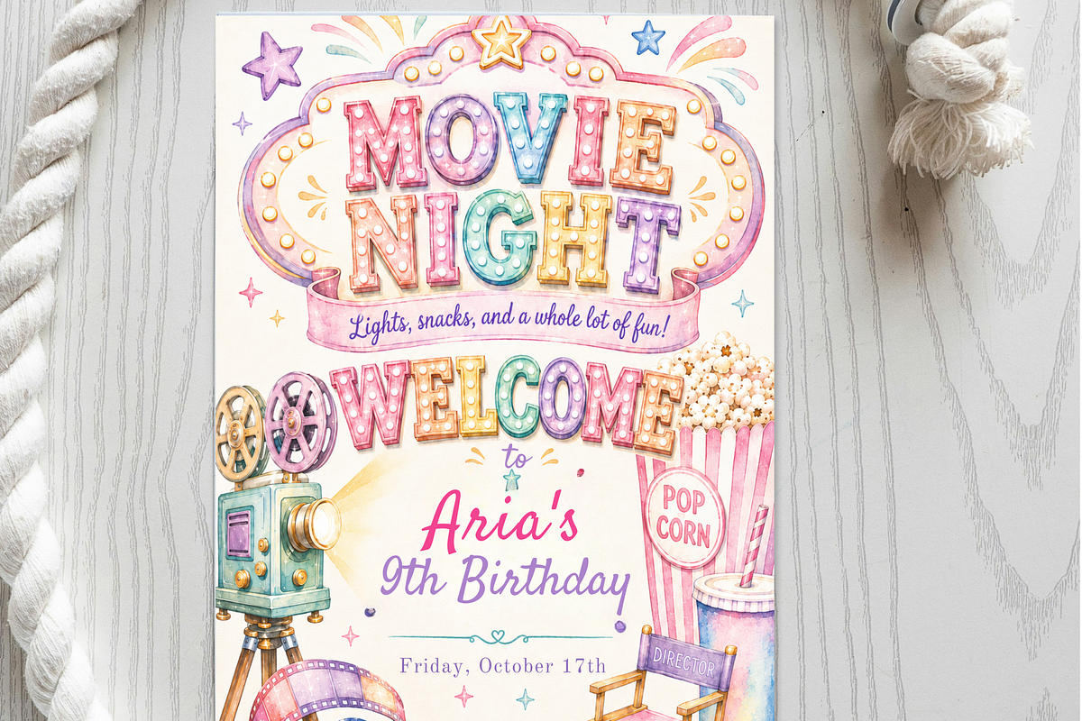 Movie Night Birthday Invitation, an Invitation Template by heynomi (Photo 11 of 19)