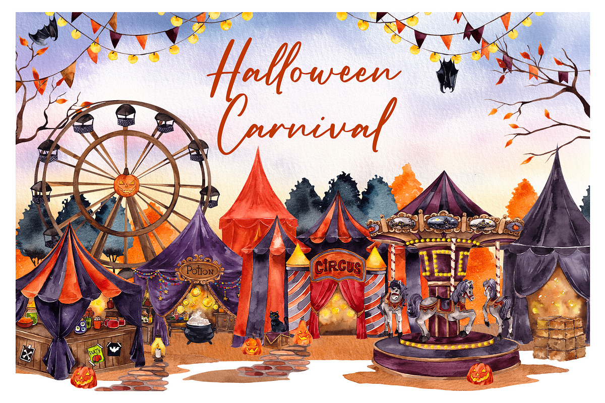 Watercolor Halloween Carnival, an Object Graphic by ma_i_vi (Photo 10 of 10)
