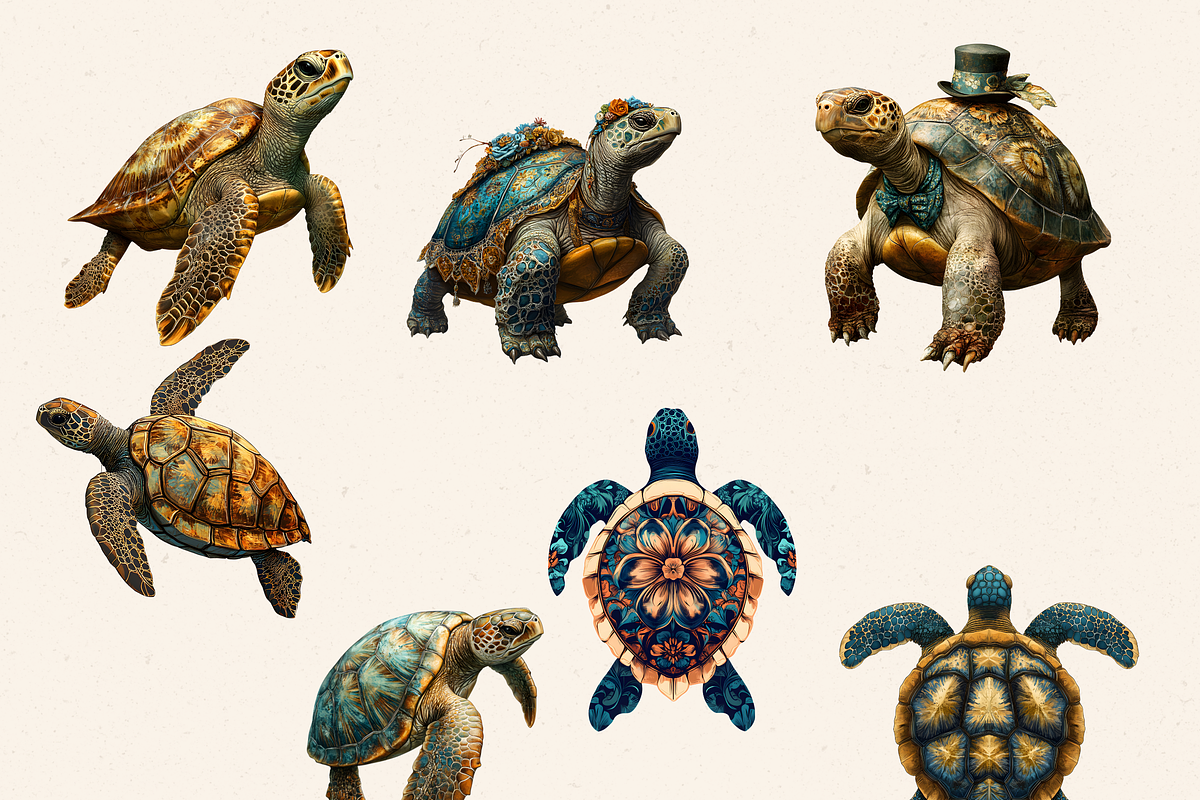 REALISTIC TURTLES CLIPART, an Animal Illustration by Daring Digies (Photo 3 of 7)