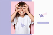 Watercolor little Dino girl, an Animal Illustration by Cute And Wild (Thumbnail 6 of 6)