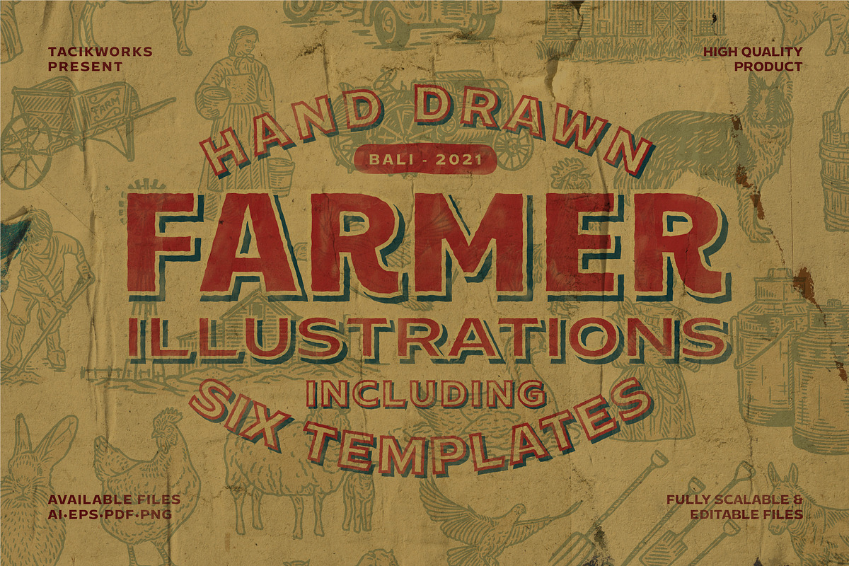 Hand Drawn Farmer Illustrations, an Animal Illustration by Wortfice (Photo 1 of 6)