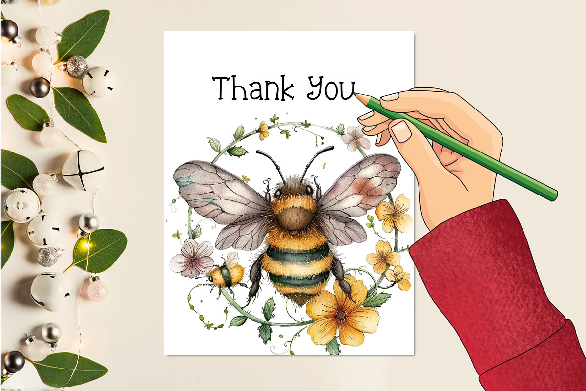 Watercolor Bee Png Clipart, an Illustration by Creative Art (Photo 4 of 8)