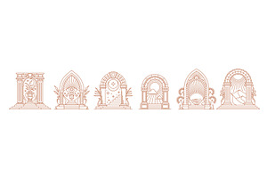 Boho arch gate icons of heaven, a Decorative Illustration by Vector Tradition