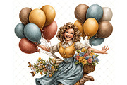 Balloon girl Clipart JPG, a Person Illustration by Memories By Lea (Thumbnail 12 of 18)