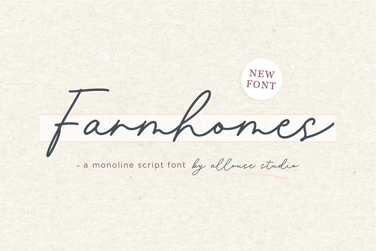 Farmhomes A Monoline Script, a Script Font by Allouse Studio (Photo 1 of 10)