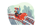 People riding roller coaster set, a Person Illustration by Good Studio (Thumbnail 2 of 5)