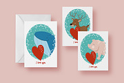 8 Valentine's Day cards with animals, a Card Template by land art (Thumbnail 8 of 9)