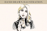 Coffee Girl Vector EPS Illustration, a Person Illustration by Elena Naumchenkova (Thumbnail 3 of 4)