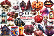 Watercolor Burgundy Halloween, an Illustration by Canvas Craft (Thumbnail 1 of 8)