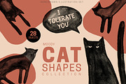 Moody Cat Shapes Collection, an Object Graphic by Lum3n (Thumbnail 1 of 6)