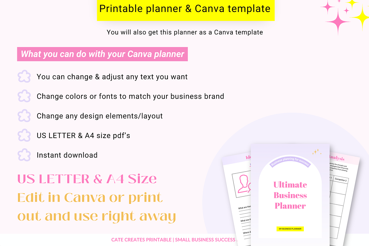 Small Business Planner Canva print, a Templates & Theme by Cate Creates (Photo 3 of 11)