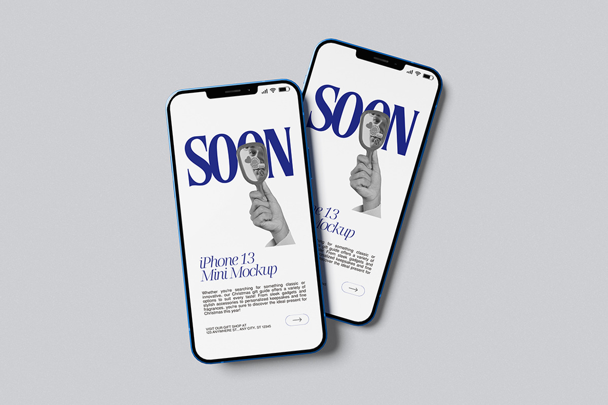 Iphone 13 Mini Mockup, an iPhone Mockup by swsi-studio (Photo 2 of 5)