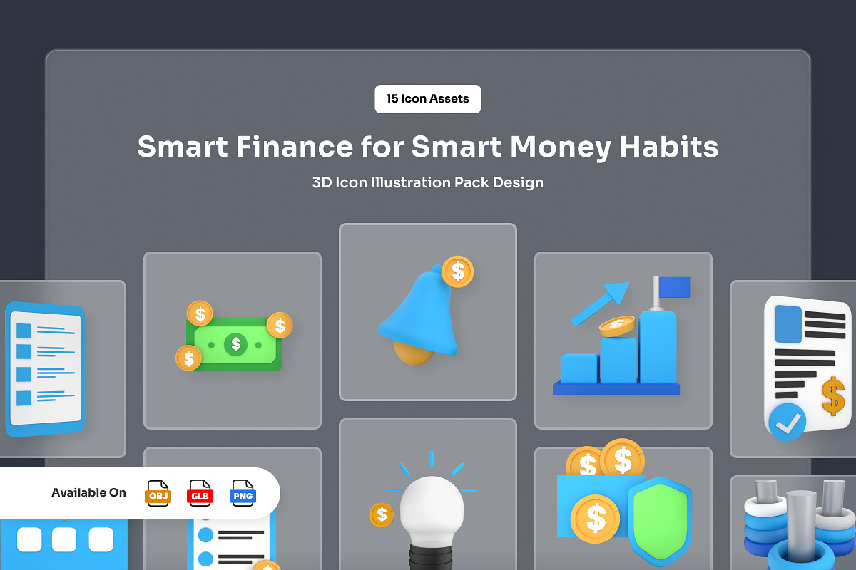 Smart Money Habits 3D Finance Icons, a Finance Illustration by twinstd (Photo 1 of 6)