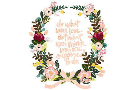 Spring Watercolor Floral Wreath