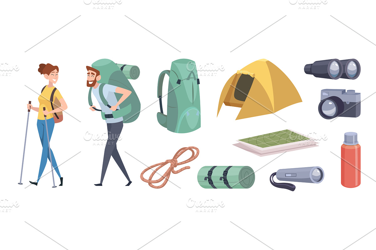 Hiking. Mountains outdoor tourists, a Sport Illustration by Onyx