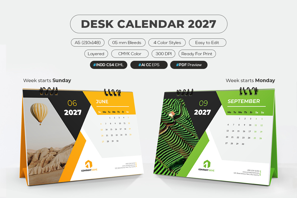 2027 Desk Calendar Printable, a Stationery Template by MstArtwork (Photo 3 of 5)