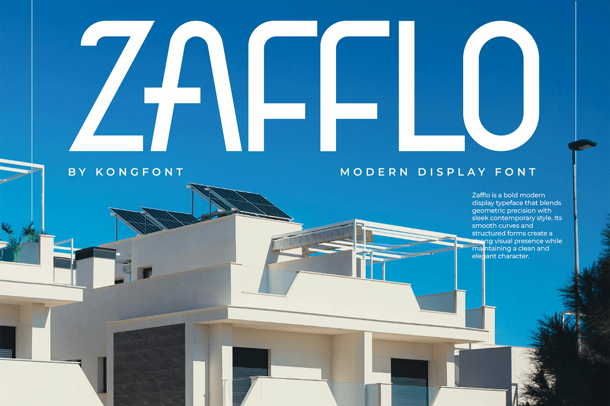 Zafflo – Modern Display Font, a Sans Serif Font by overlaytemplates (Photo 1 of 5)