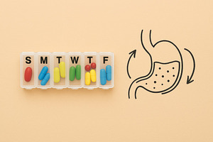 Weekly pill organizer with colorful, a Photo by Dvoevnore photos