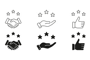 Thumbs Up With Stars Icons, an Object Illustration by Gentle Studio