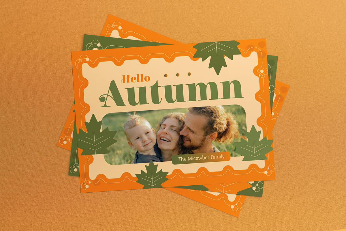Flat Design Autumn Greeting Card, a Card Template by graphicook (Photo 1 of 3)