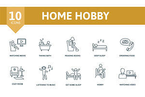 Home Hobby set icon. Editable icons, an Object Illustration by Aimagenarium@gmail.com