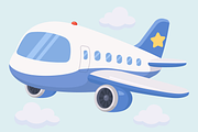 Airplane Flying in Blue Sky, a Transportation Illustration by Artpon Illustration (Thumbnail 3 of 3)