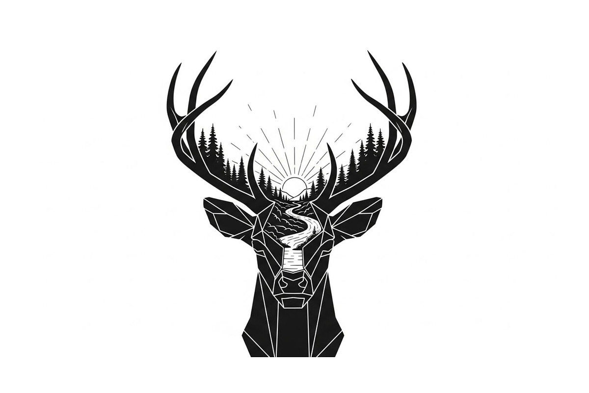 Artistic Geometric Deer Head Bundle, an Illustration by yasushie (Photo 21 of 31)