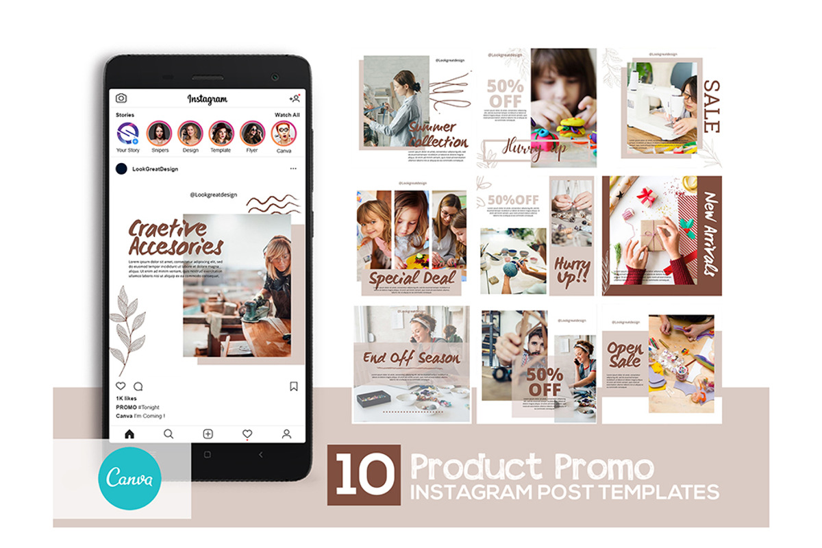 Instagram Post Template For Canva, a Social Media Template by DreamColor (Photo 1 of 5)